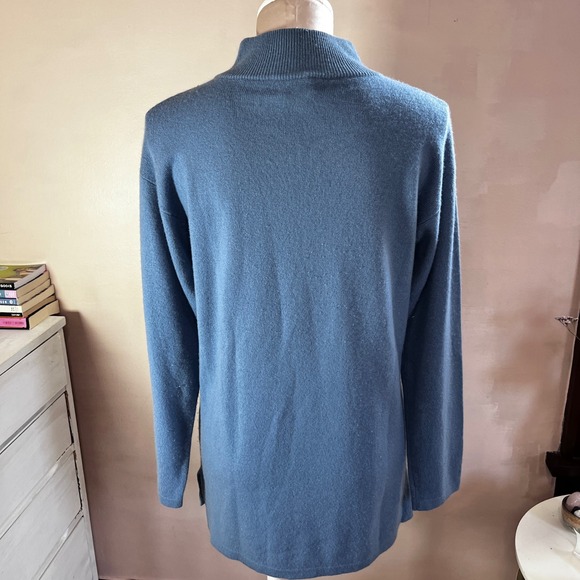 Neiman Marcus Cashmere Mock Neck Sweater Blue Tunic Size S Old Money Vintage - Picture 3 of 11